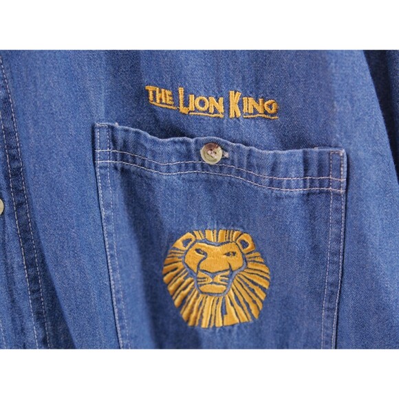 Vintage The Lion King Long sleeve Denim Button Up Size XL Broadway Musical - Picture 3 of 8